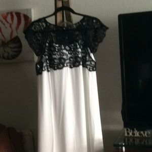 Black lace and winter white dress